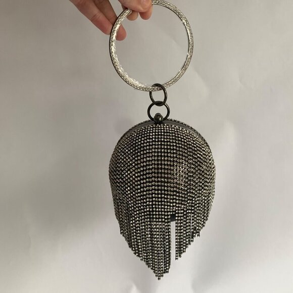 Badgley Mischka Rhinestone Ball Clutch Bag - Black - Picture 2 of 8